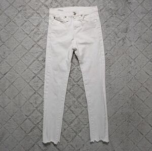 R13 Jeans Women's 24 White Riot The Drop Skinny High Rise Stretch Crop